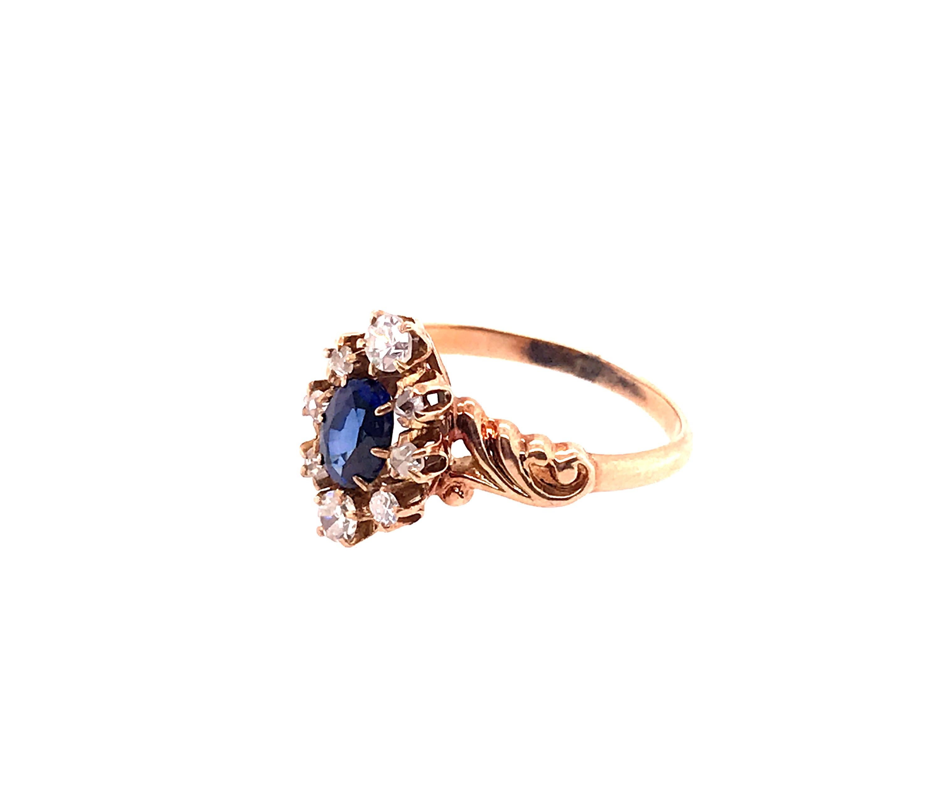 Edwardian Sapphire Diamond Engagement Ring 1.10ct Oval Vintage Antique 14K In Good Condition In Dearborn, MI