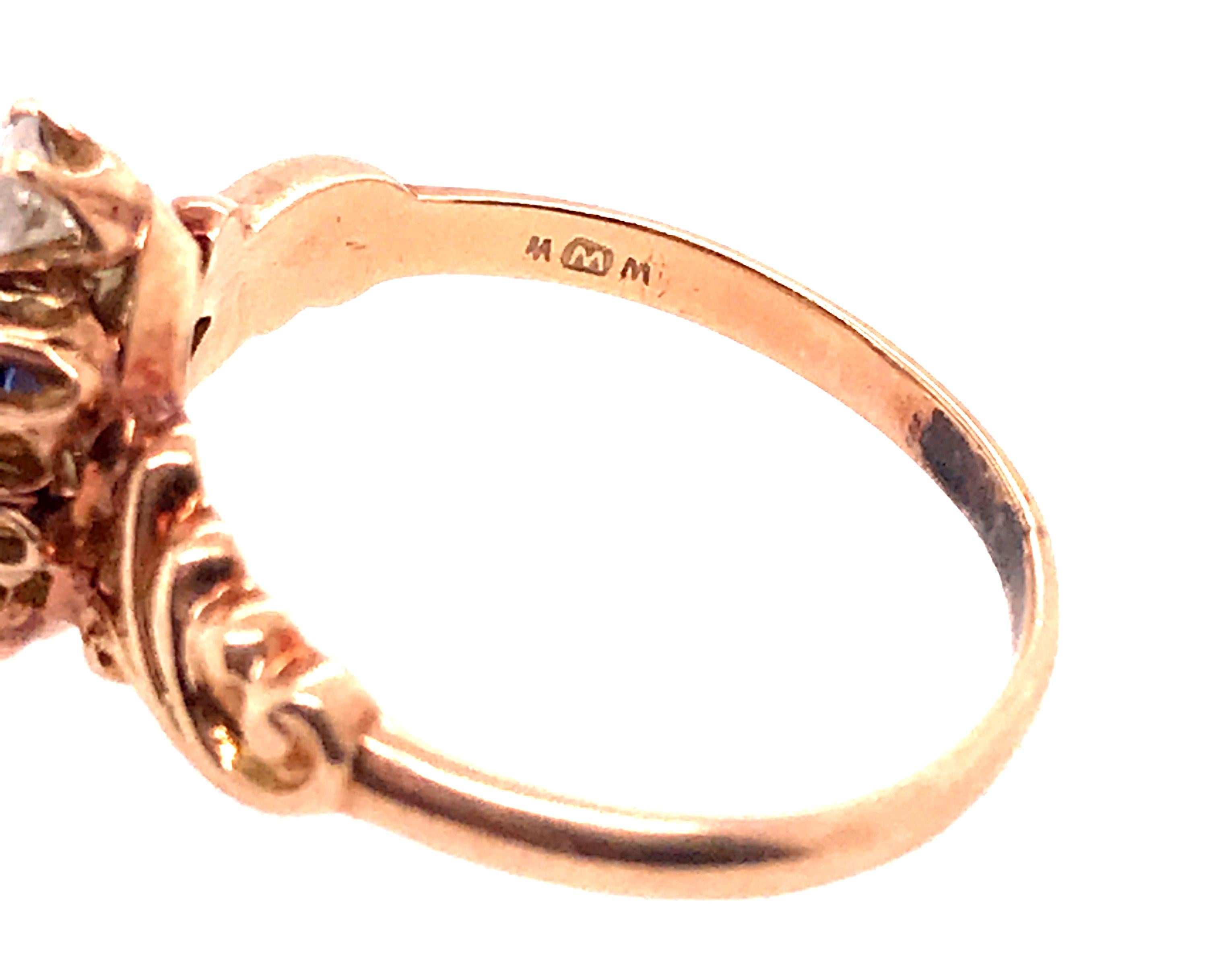 Women's Edwardian Sapphire Diamond Engagement Ring 1.10ct Oval Vintage Antique 14K