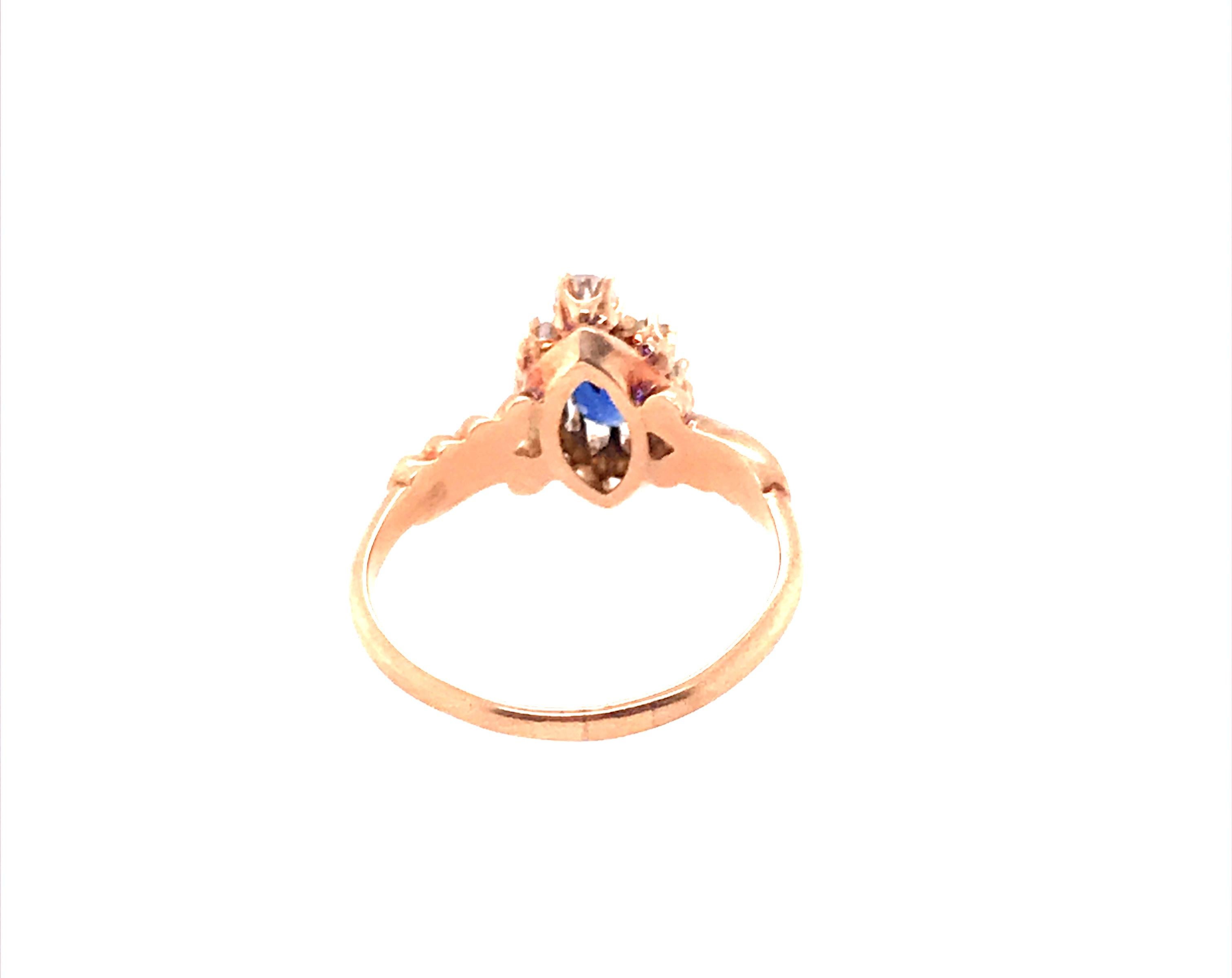Edwardian Sapphire Diamond Engagement Ring 1.10ct Oval Vintage Antique 14K 1