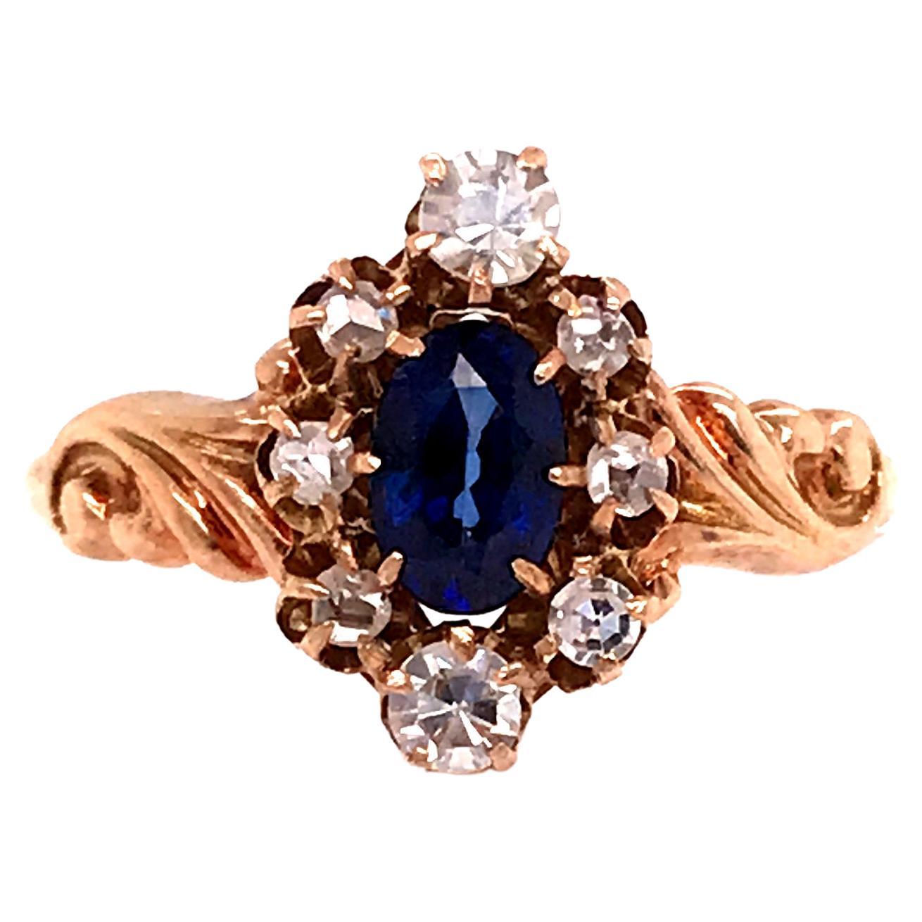 Edwardian Sapphire Diamond Engagement Ring 1.10ct Oval Vintage Antique 14K