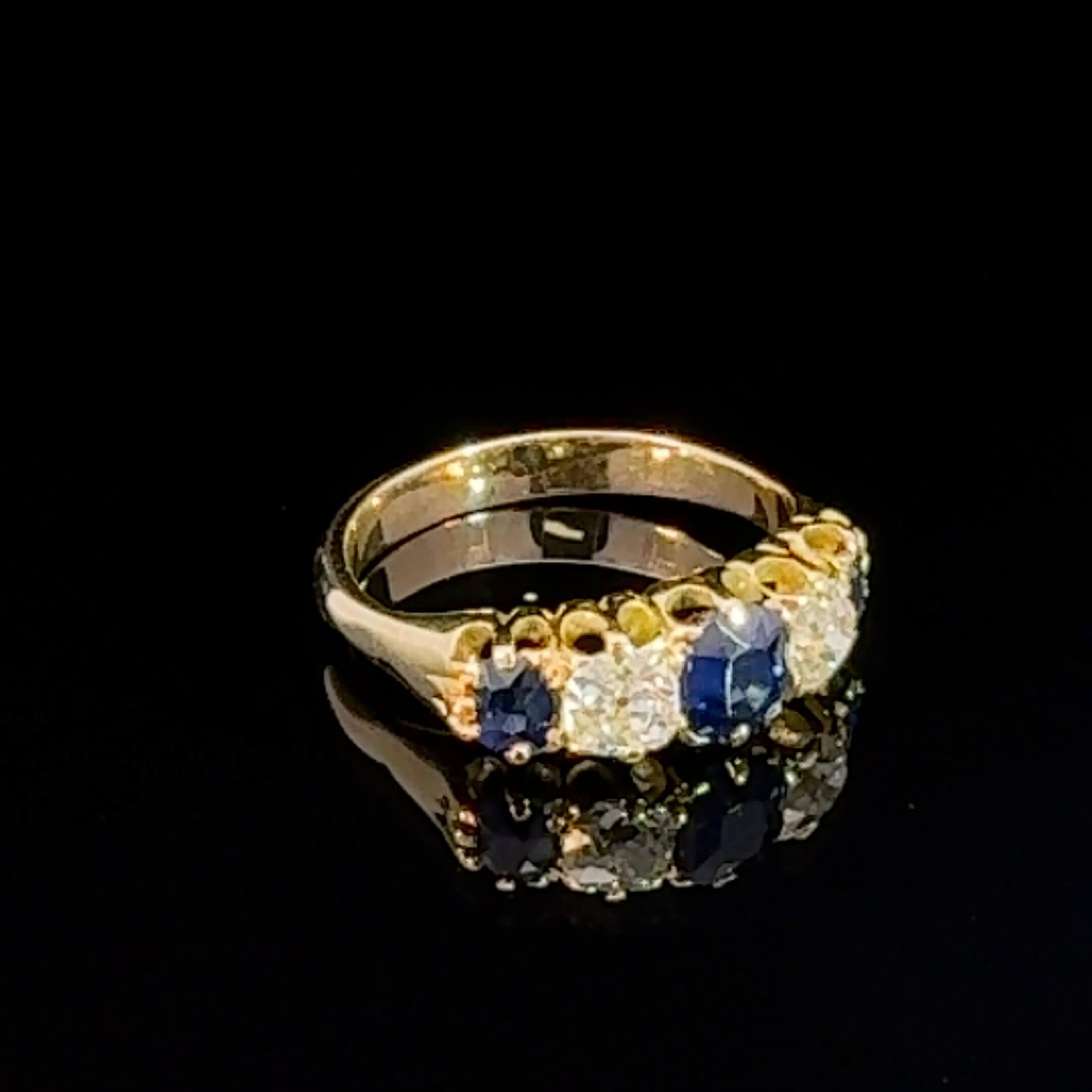 Half Hoop-Ring mit edwardianischem Saphir und Diamant, um 1900 im Zustand „Gut“ im Angebot in ADELAIDE, SA