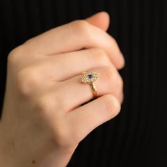 Edwardian Sapphire & Diamond Marquise Cluster Ring Circa 1900s