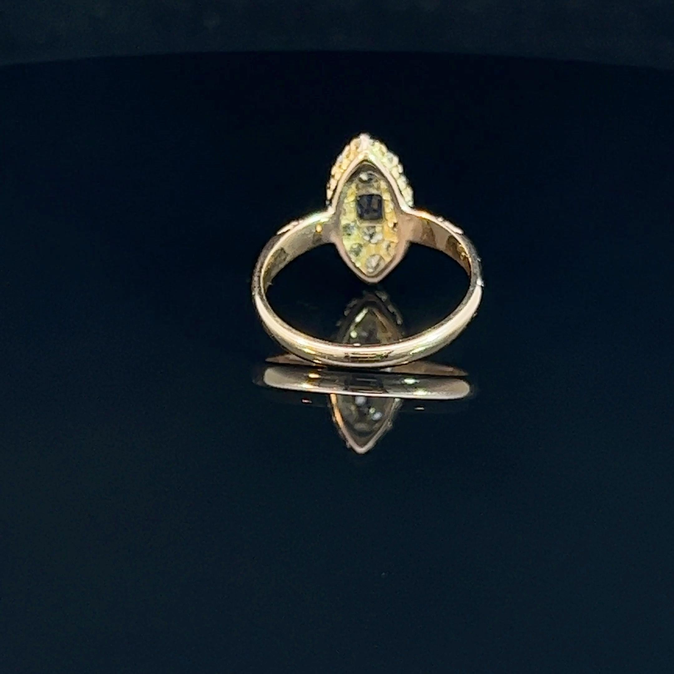 Marquise-Cluster-Ring mit edwardianischem Saphir und Diamant, um 1900 im Zustand „Gut“ im Angebot in ADELAIDE, SA