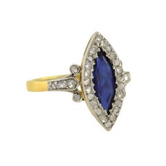 Antique Edwardian Sapphire Diamond Navette Ring