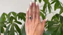 Anillo en racimo Eduardiano Zafiro Diamante Platino Oro Amarillo 14k