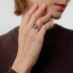 Edwardian Platinum Sapphire Diamond Cluster Ring, Circa 1910, 4.3g