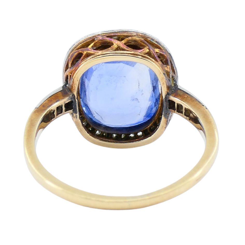 Anello edoardiano in oro platino con zaffiro e diamante in vendita 5