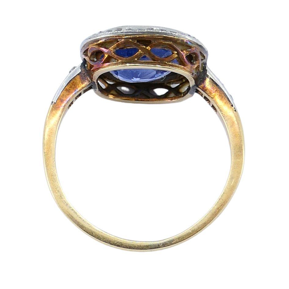 Anello edoardiano in oro platino con zaffiro e diamante in vendita 3