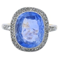 Edwardian Sapphire Diamond Platinum Gold Ring