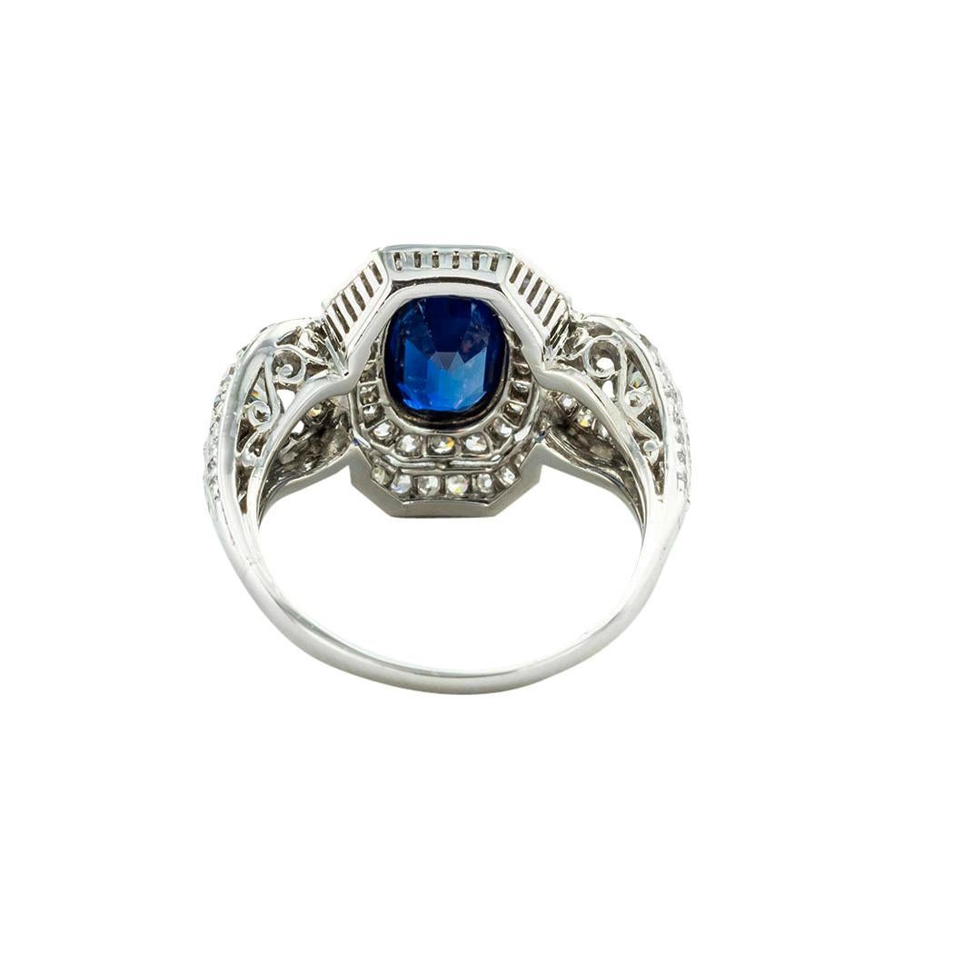 Women's Edwardian Sapphire Diamond Platinum Ring For Sale