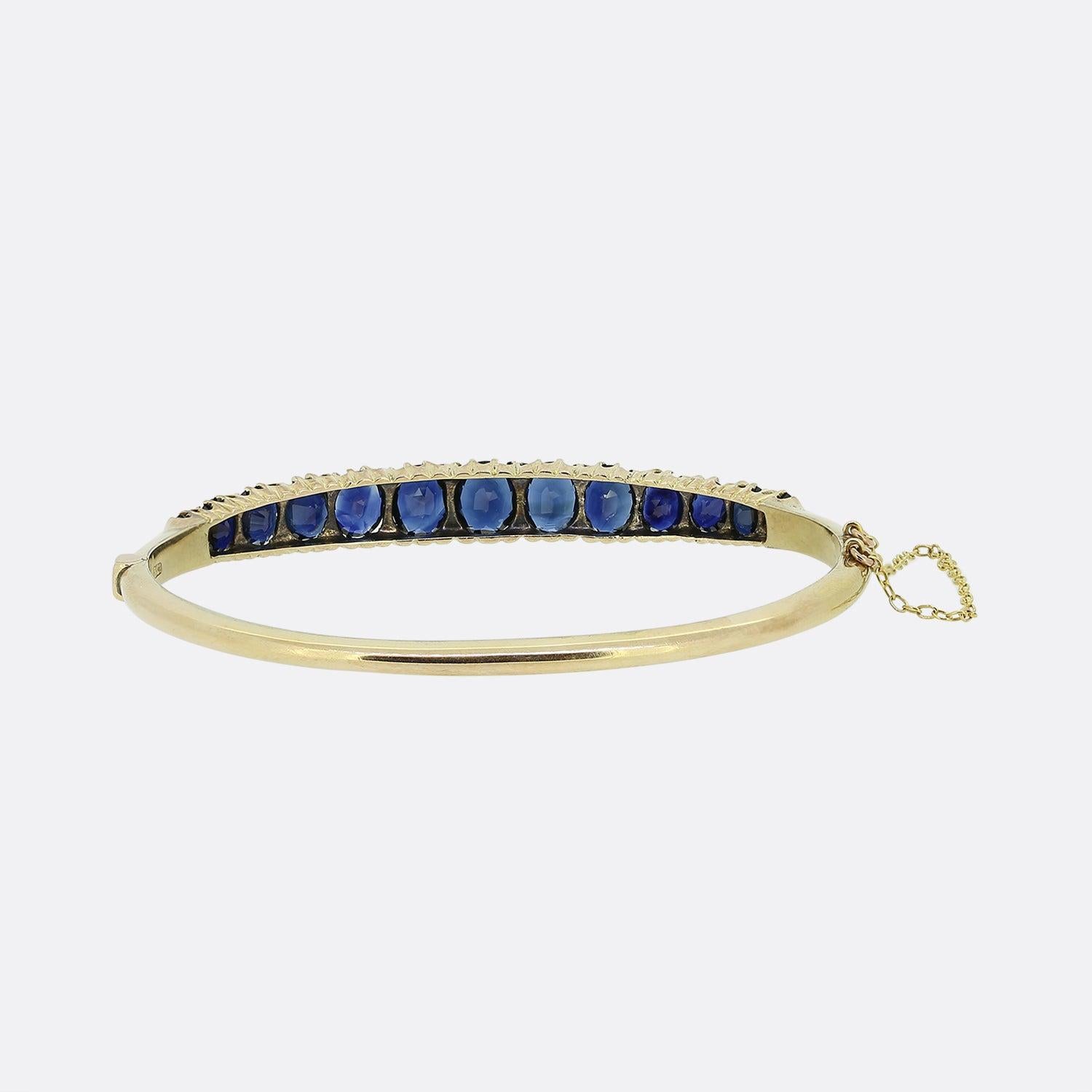 Women's Edwardian Sapphire Hinge Bangle For Sale