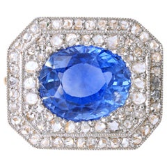 Edwardian Sapphire, No Heat, and Diamond Brooch, circa 1910