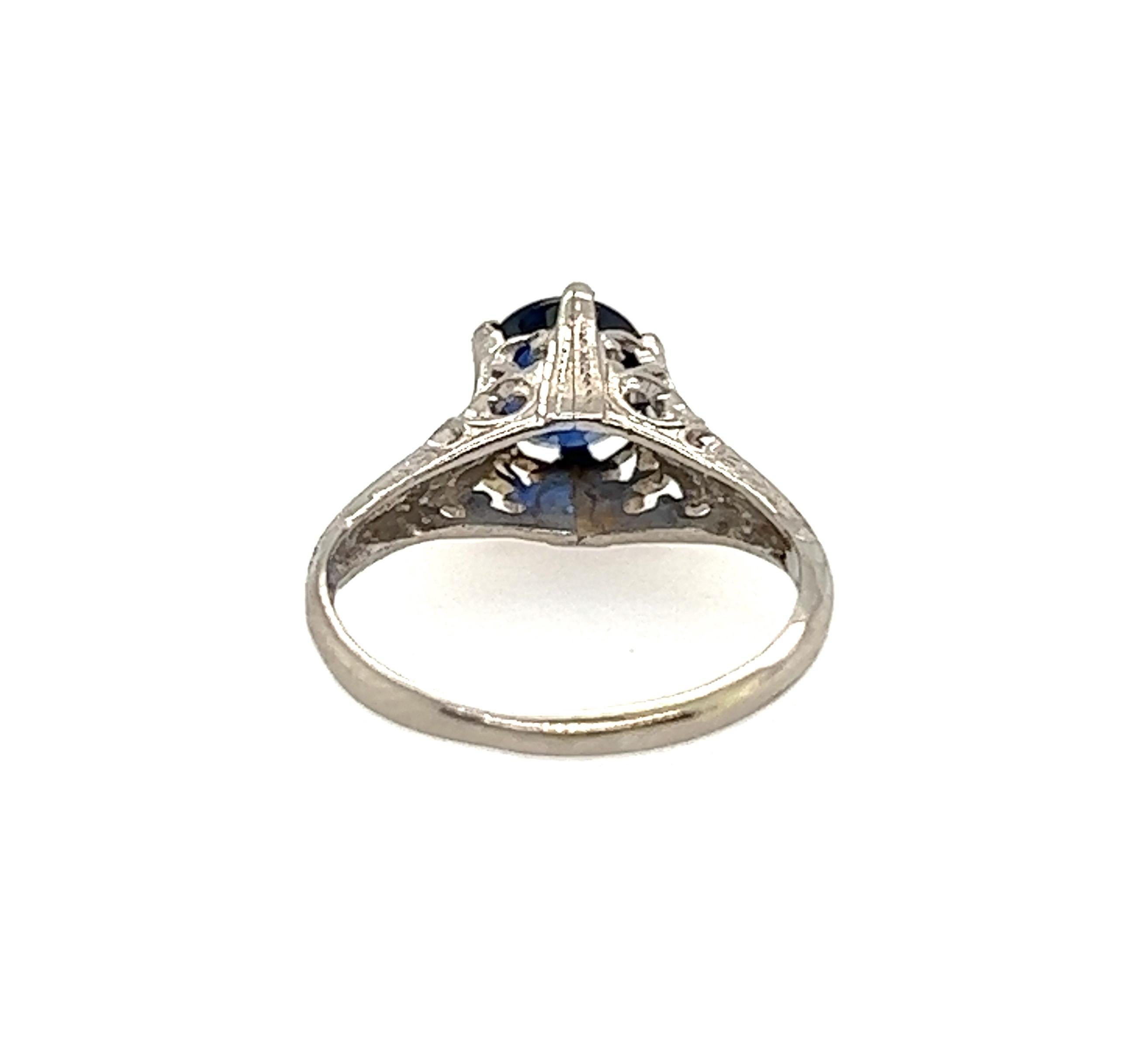 Women's Edwardian Sapphire Ring 1 Carat Solitaire Platinum Antique Original, 1900s For Sale
