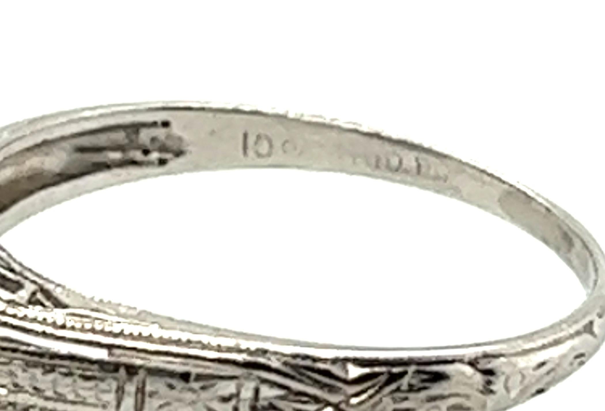 Women's Edwardian Sapphire Ring .70ct Round Natural Original 1910's Antique Flowers Plat