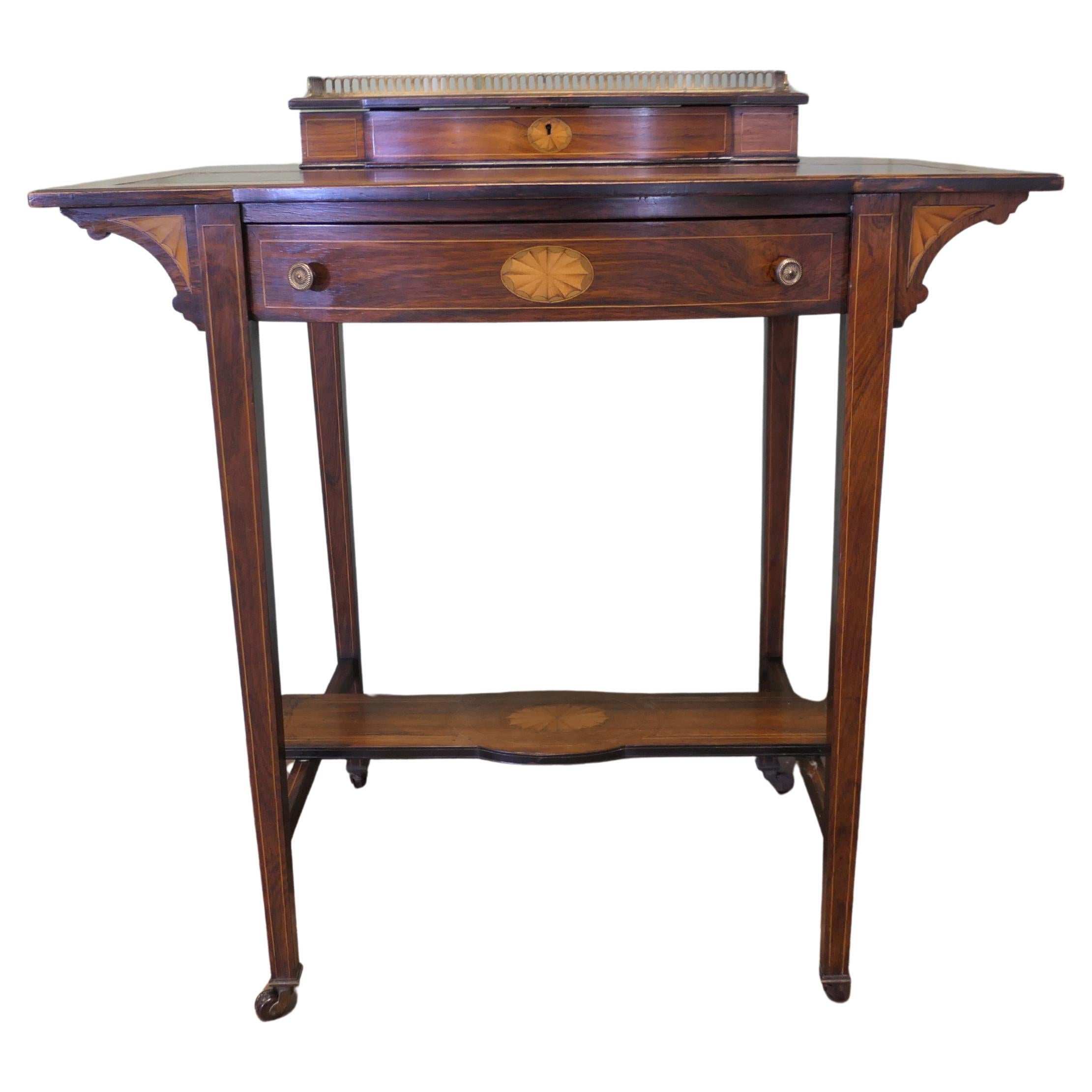 Edwardian Satin Walnut Ladies Writing Desk