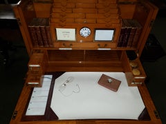 Edwardian Satinwood and Marquetry Traveling Desk Compendium and Stand