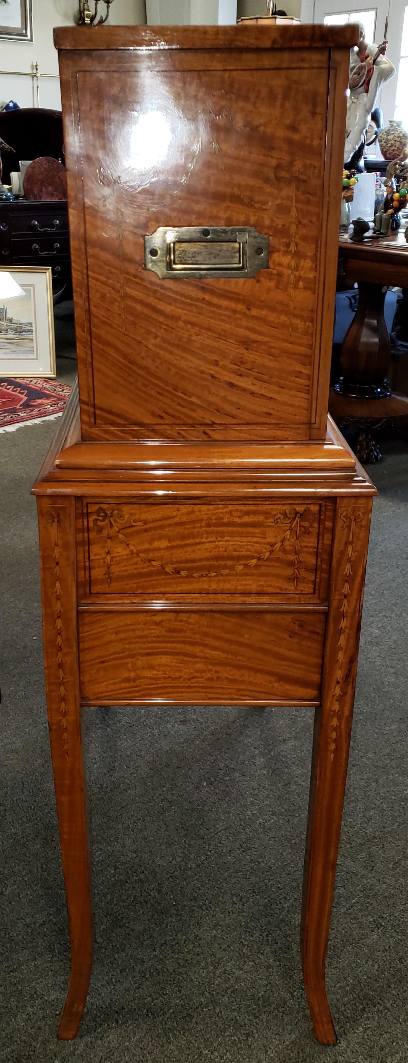 Edwardian Satinwood and Marquetry Traveling Desk Compendium and Stand For Sale 3