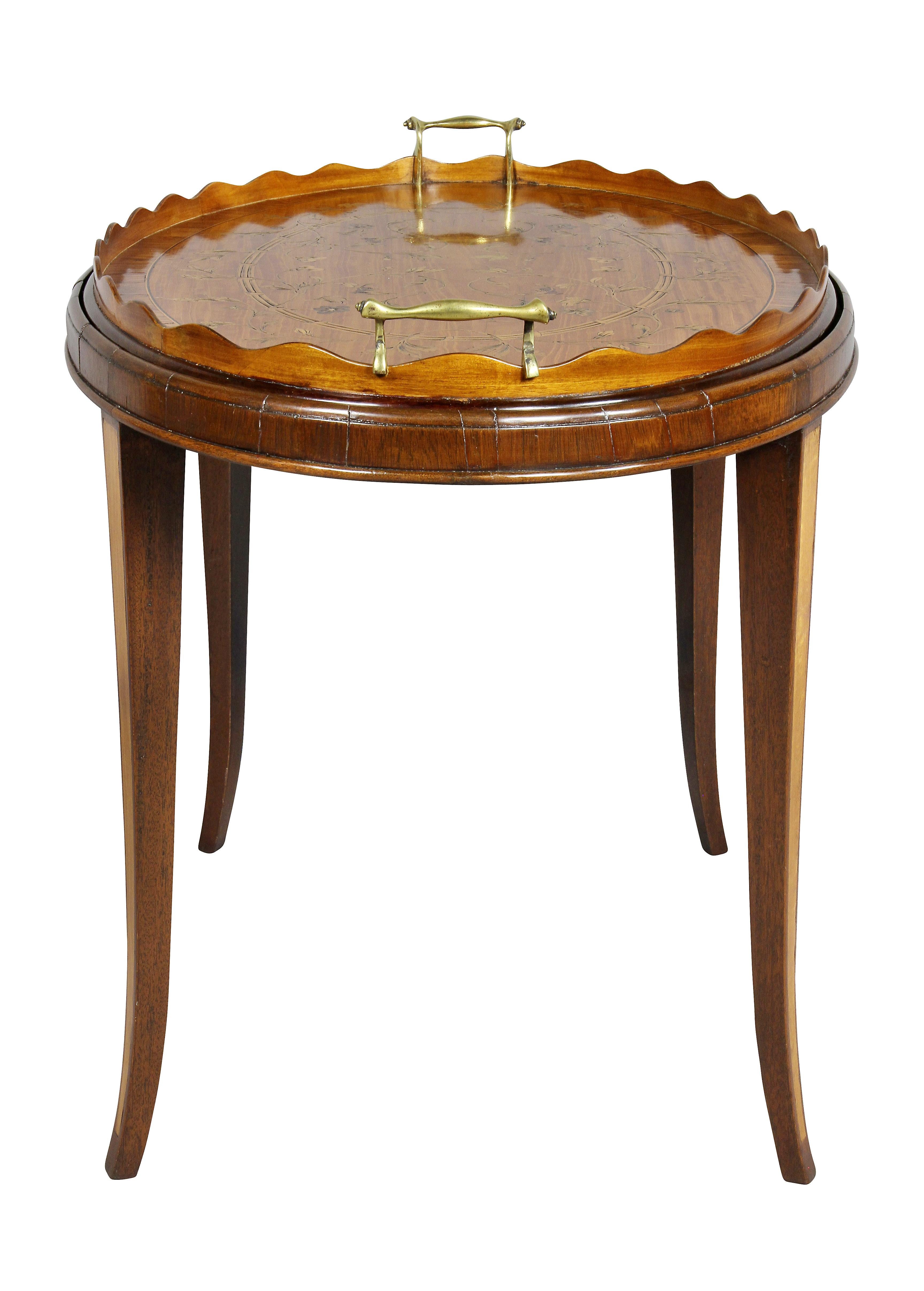 Edwardian Satinwood and Marquetry Tray Table 5