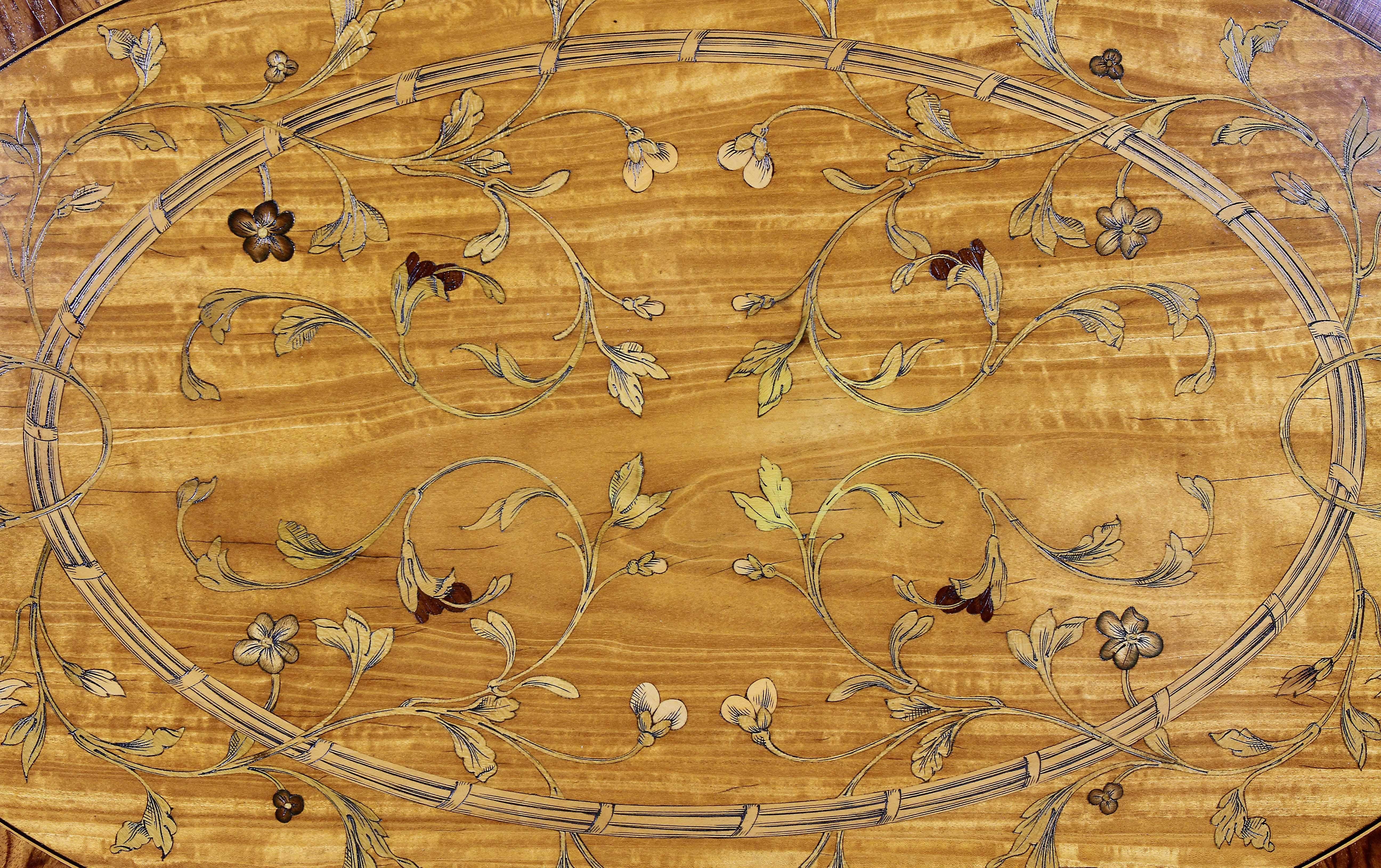 Late 18th Century Edwardian Satinwood and Marquetry Tray Table