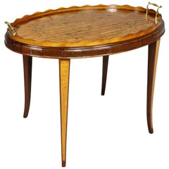 Table à plateau édouardienne en bois de citronnier et marqueterie