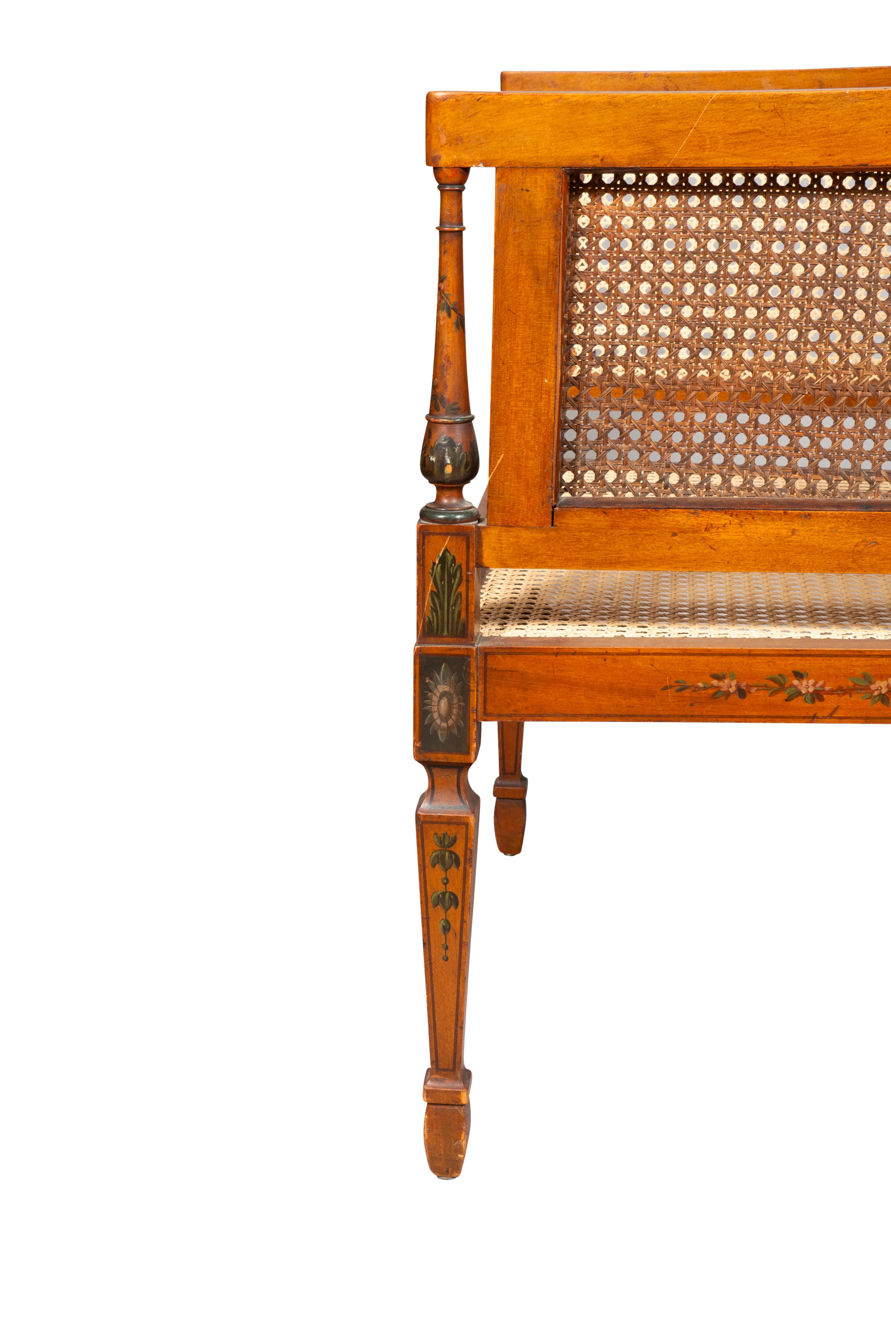 Edwardian Satinwood And Painted Armchair For Sale 8