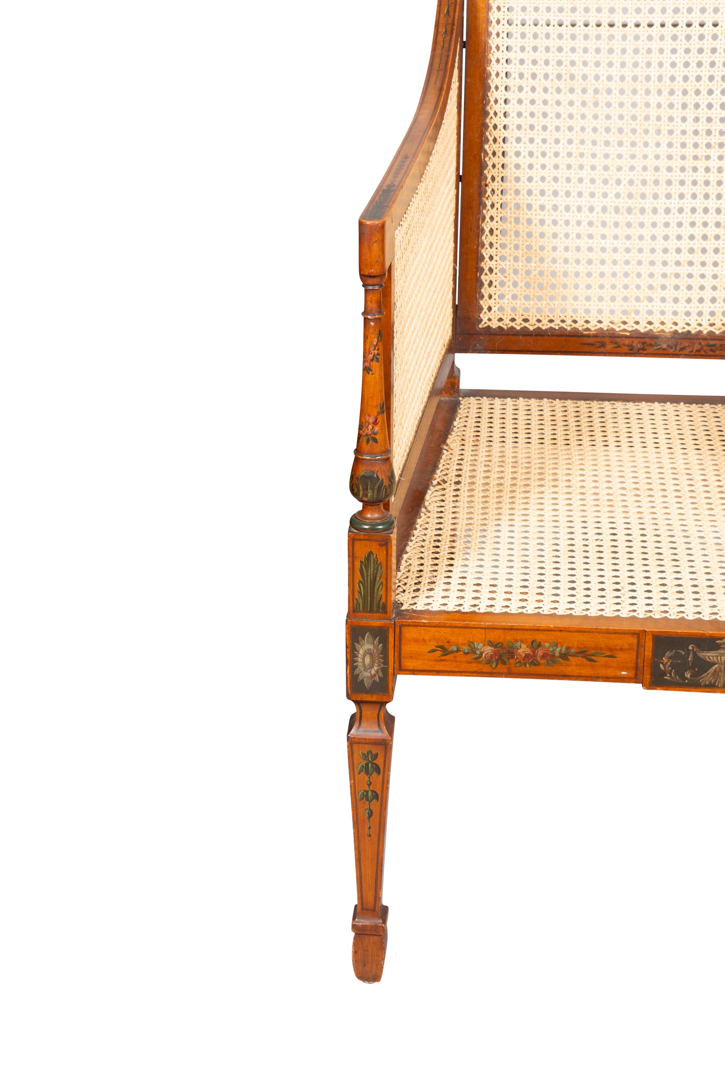 Edwardian Satinwood And Painted Armchair For Sale 3
