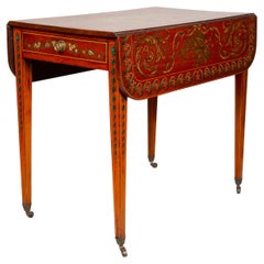 Edwardian Satinwood and Painted Pembroke Table