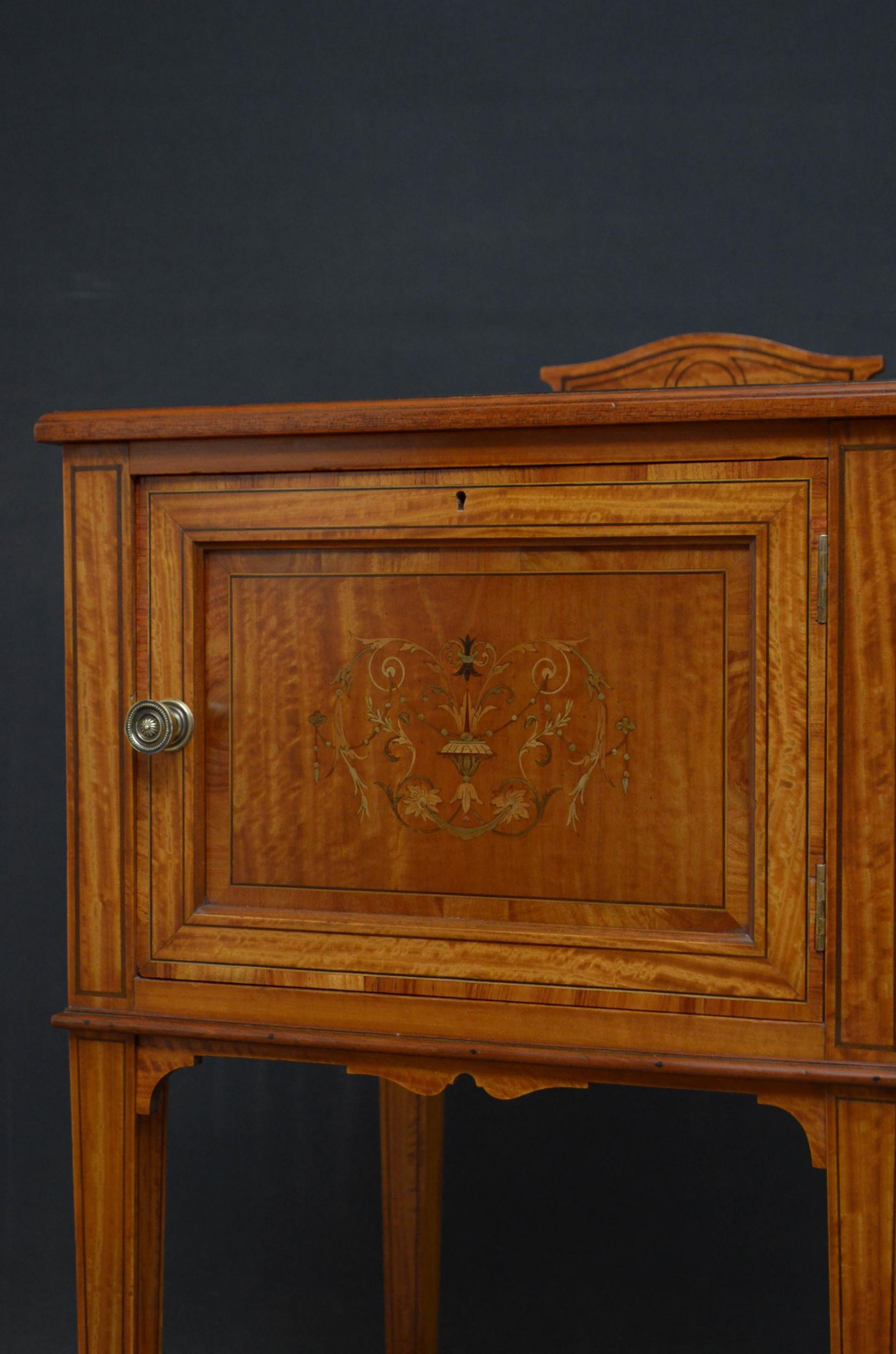 Edwardian Satinwood Bedside Cabinet In Good Condition In Whaley Bridge, GB