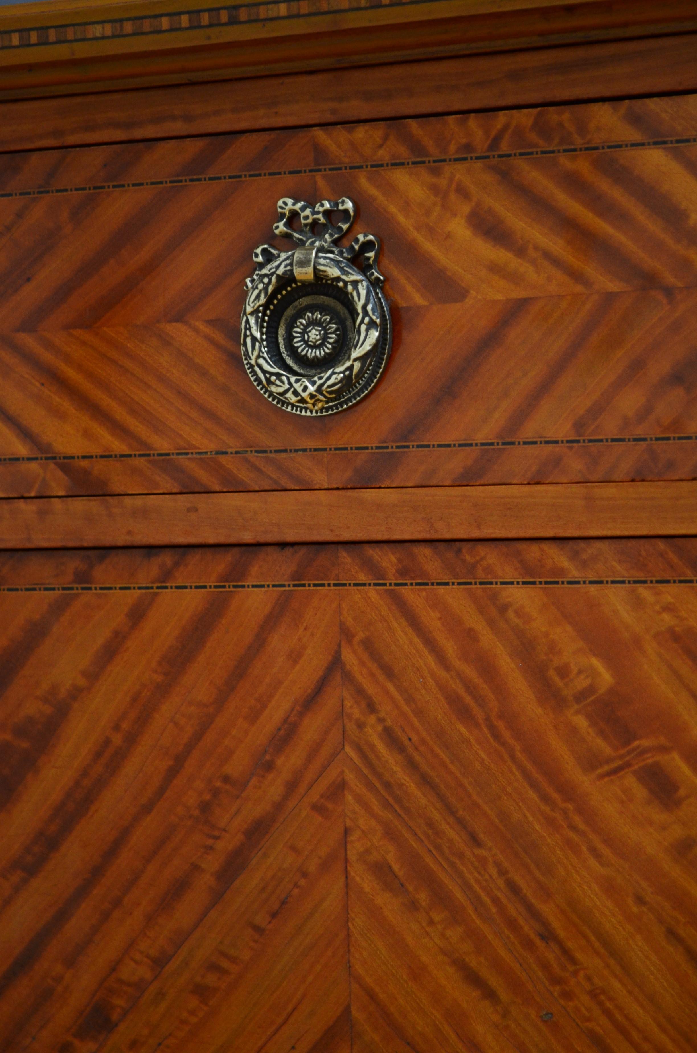 Edwardian Satinwood Bedside Cabinet For Sale 1