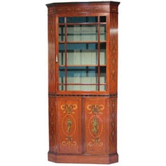 Edwardian Satinwood Bookcase Cabinet