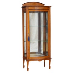 Antique Edwardian Satinwood Bowfronted Display Cabinet