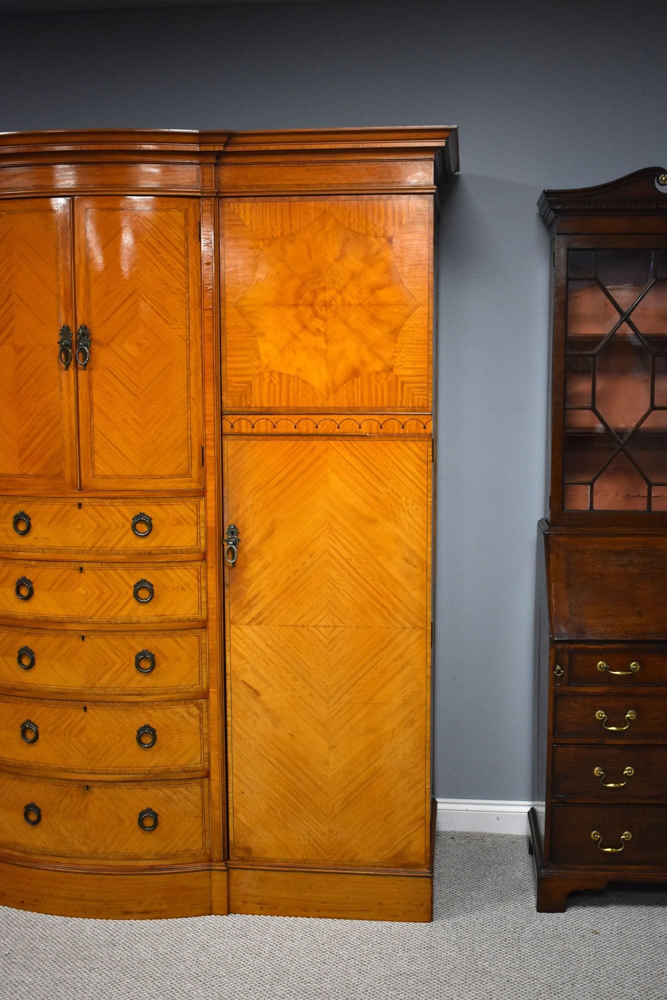 Armadio a due ante in legno di raso edoardiano 3