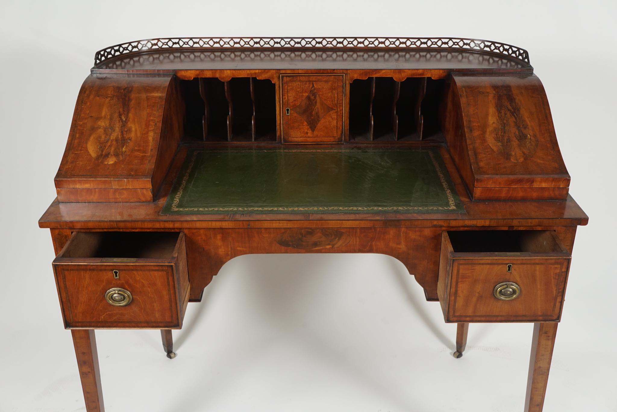 Hand-Crafted Edwardian Satinwood Carlton House Desk