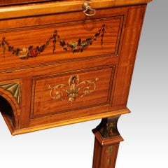 Edwardian satinwood decorated cylinder desk