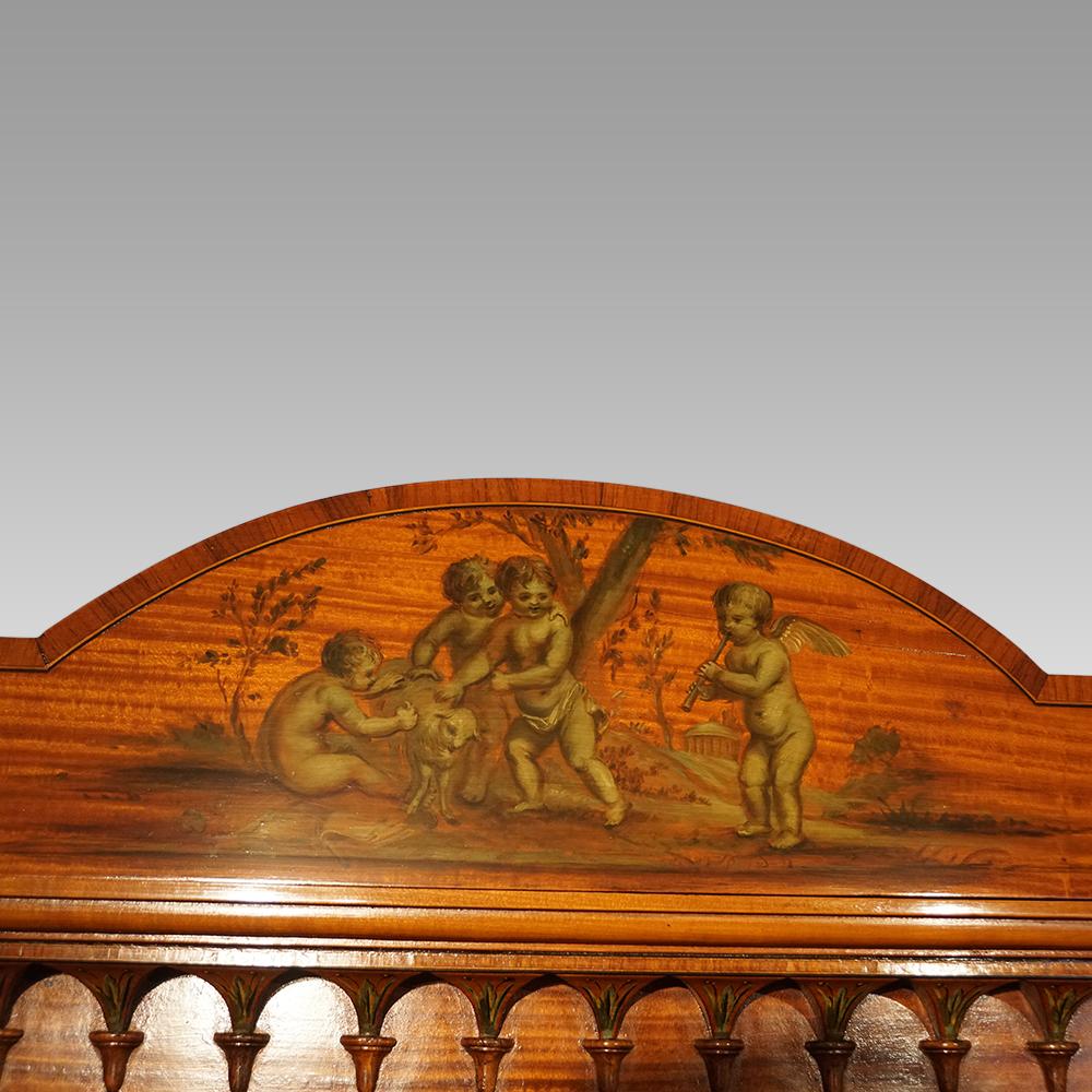 Edwardian satinwood decorated cylinder desk In Good Condition For Sale In Salisbury, GB