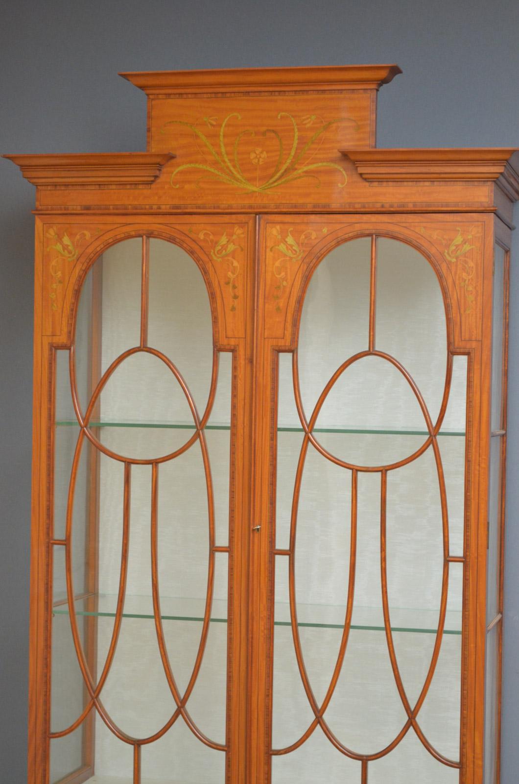 English Edwardian Satinwood Display Cabinet