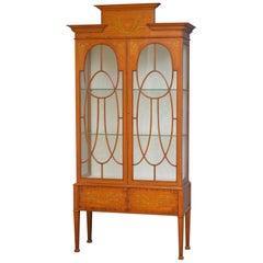 Antique Edwardian Satinwood Display Cabinet