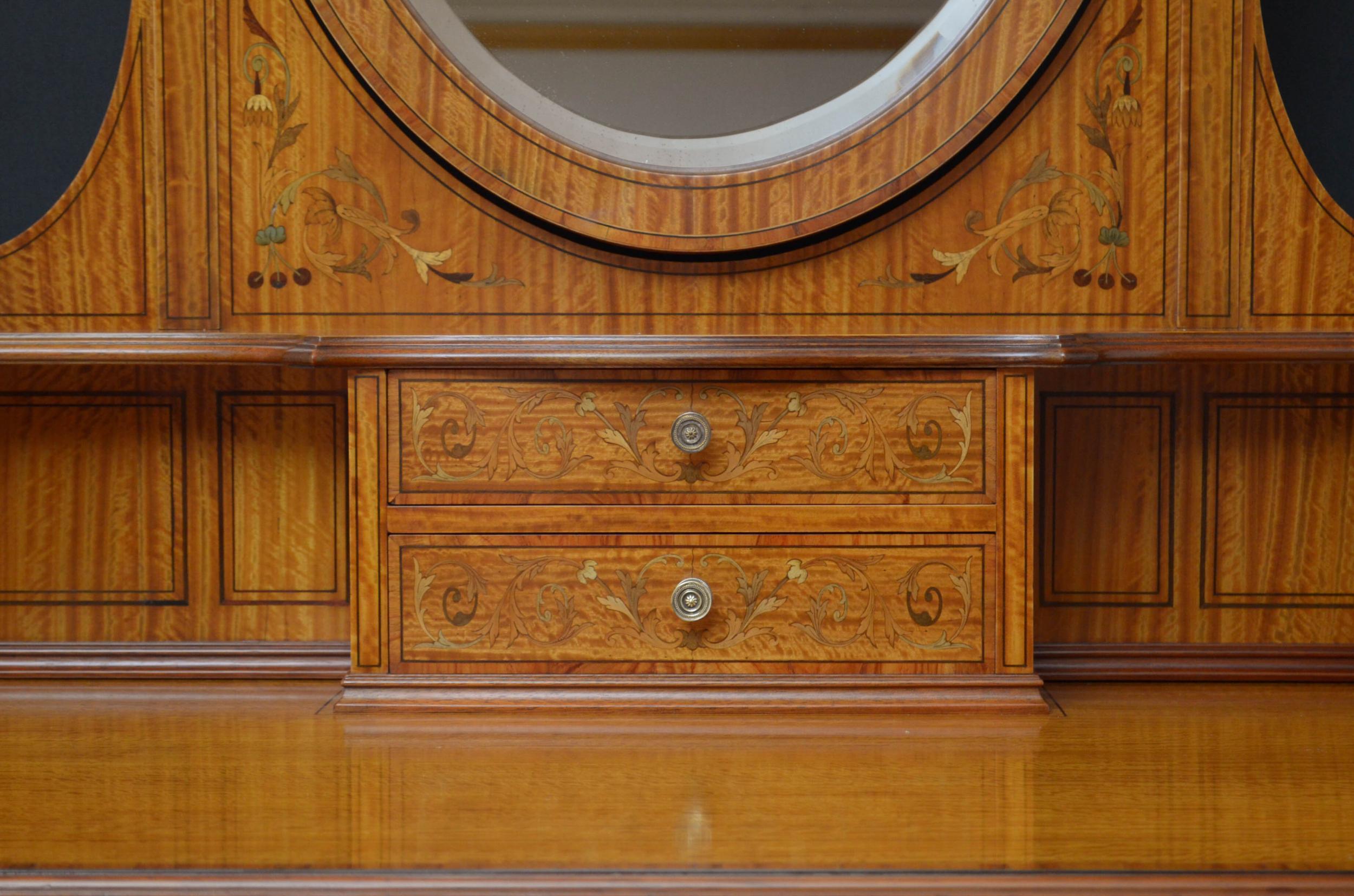 Edwardian Satinwood Dressing Table with Bedside Cabinet In Good Condition In Whaley Bridge, GB