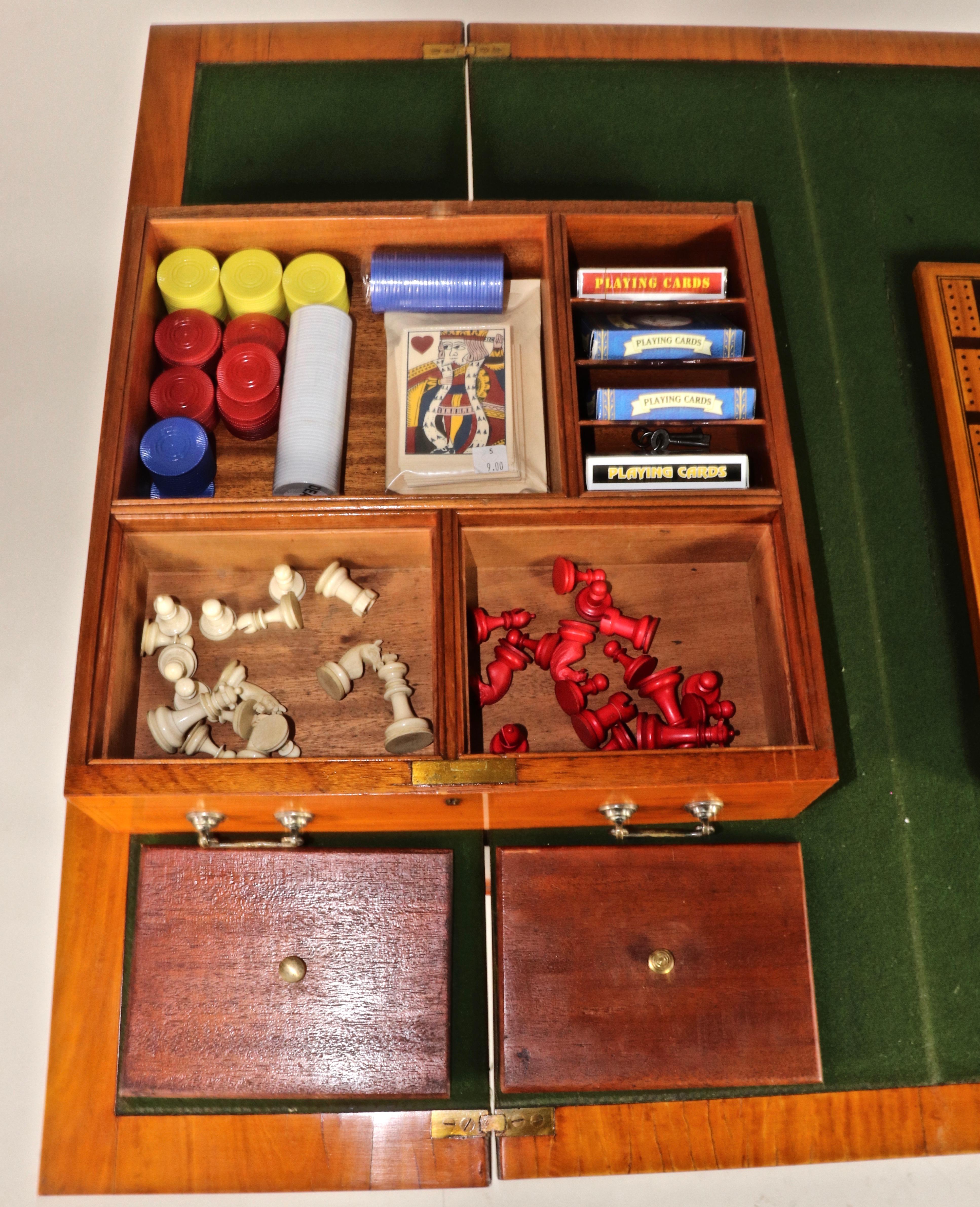 Edwardian Satinwood Hand-Painted Metamorphic Game Table For Sale 3