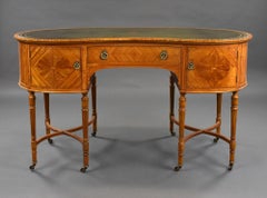 Edwardian Satinwood Kidney Shaped Writing Table