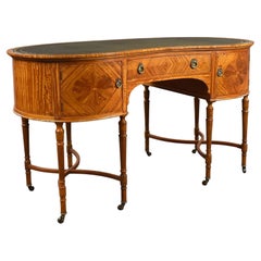 Edwardian Satinwood Kidney Shaped Writing Table