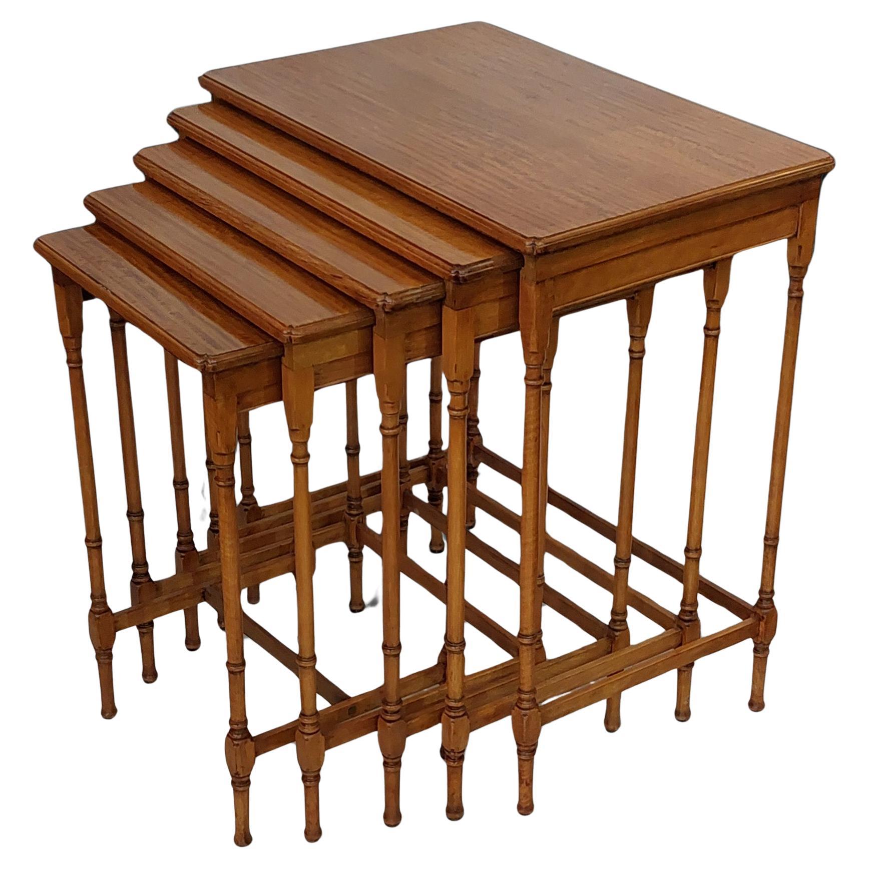 Edwardian Satinwood Quintetto Nest of Five Tables For Sale