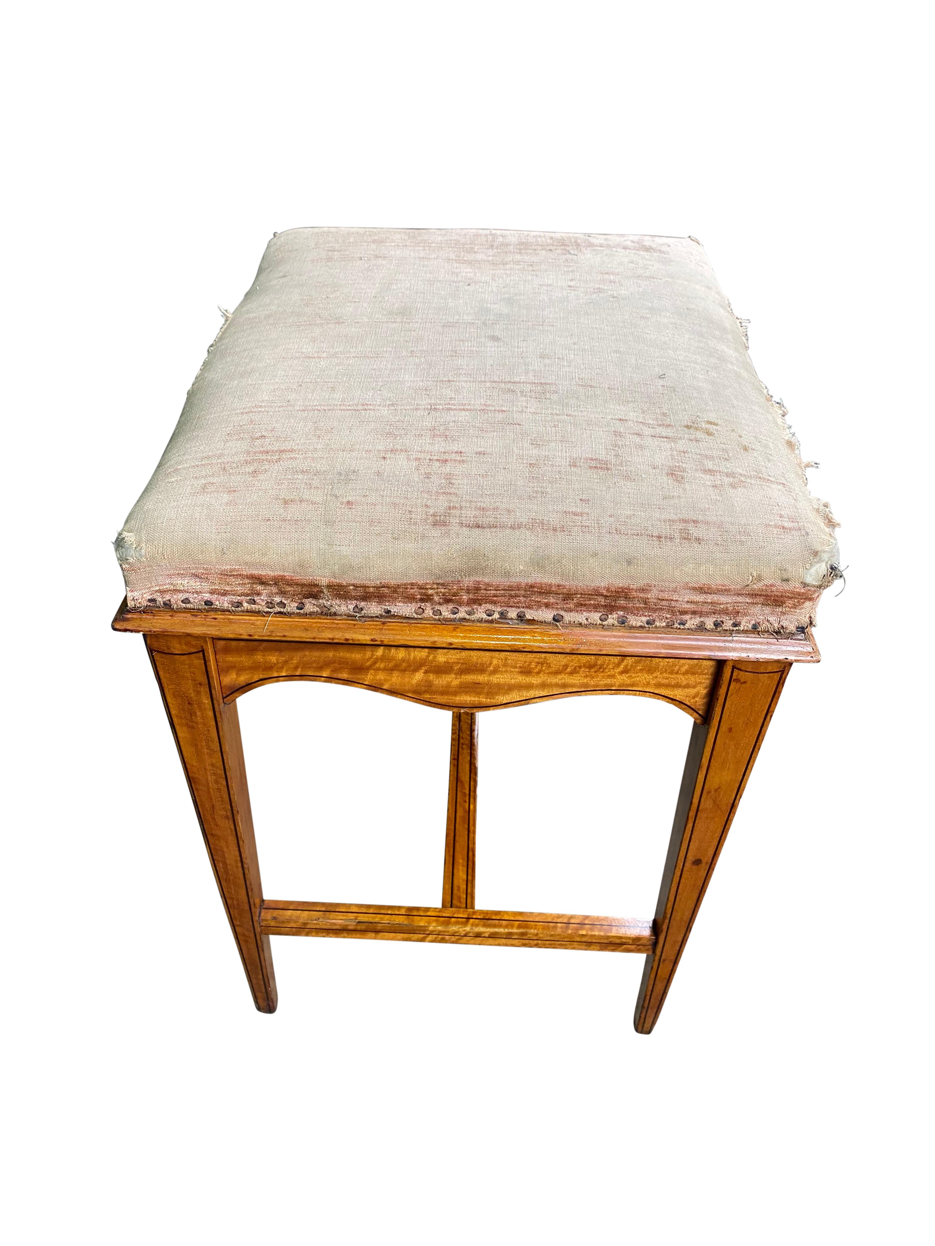 Edwardian Satinwood Stool, 19th Century For Sale 5