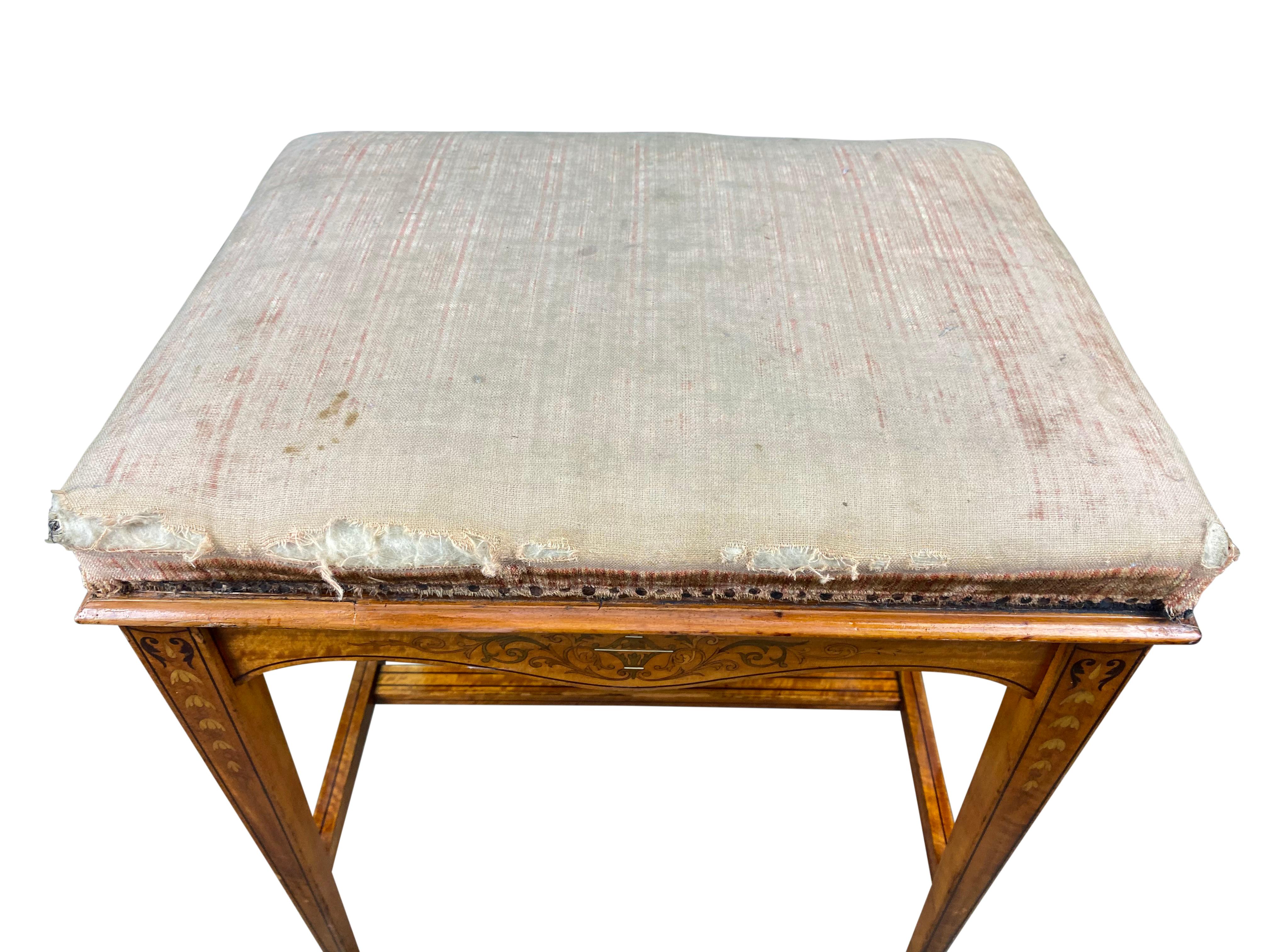 Edwardian Satinwood Stool, 19th Century For Sale 2