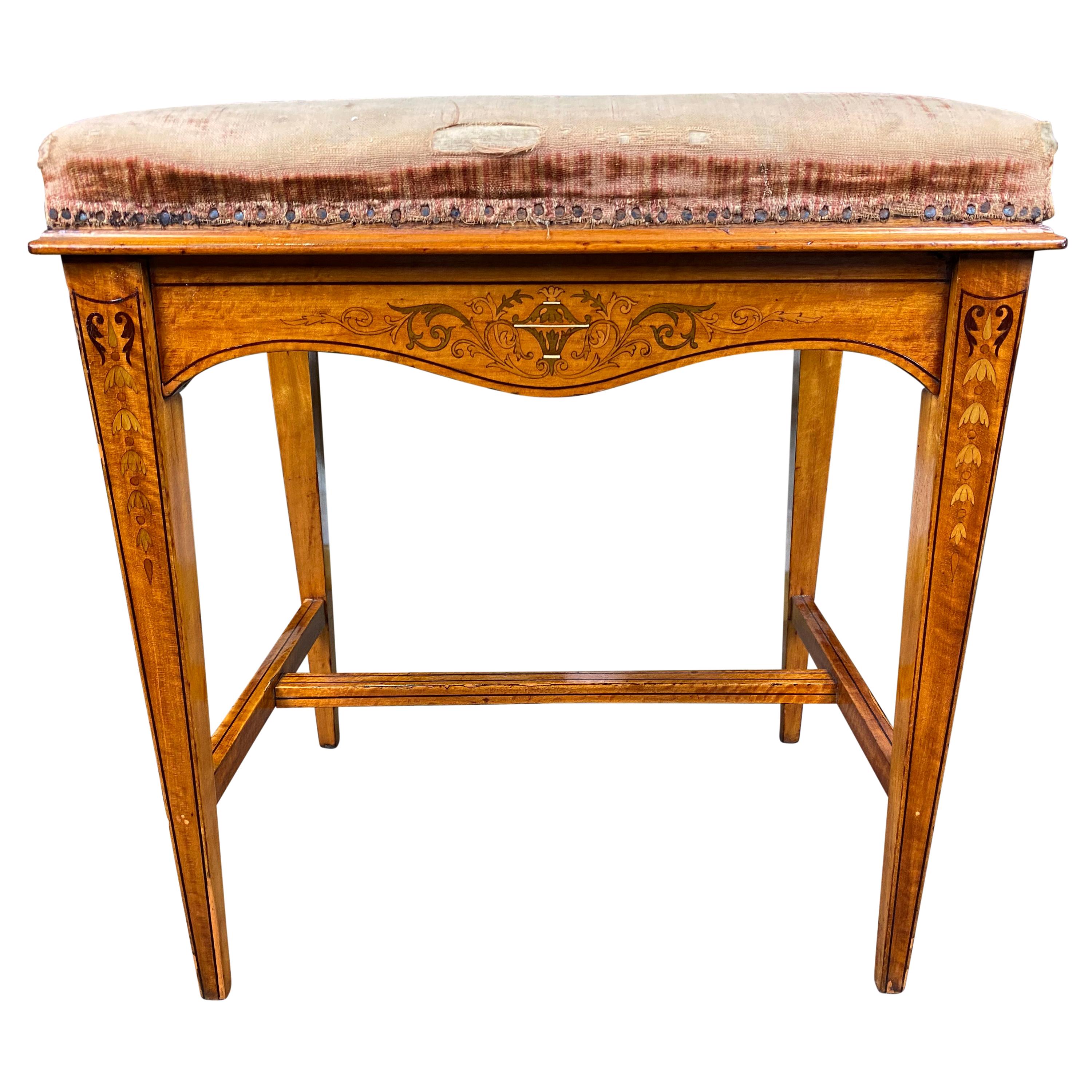 Edwardian Satinwood Stool, 19th Century For Sale