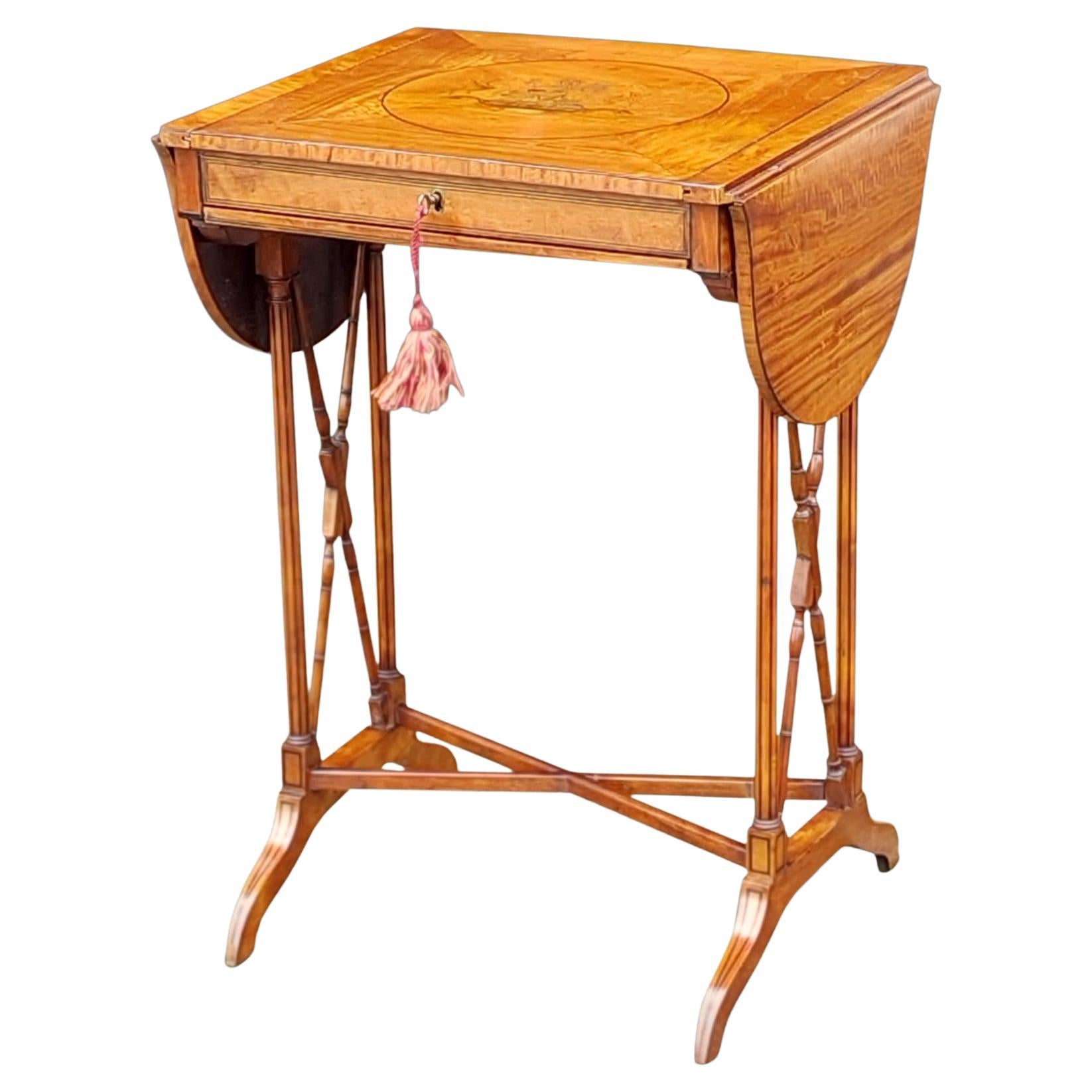 Edwardian satinwood work table For Sale