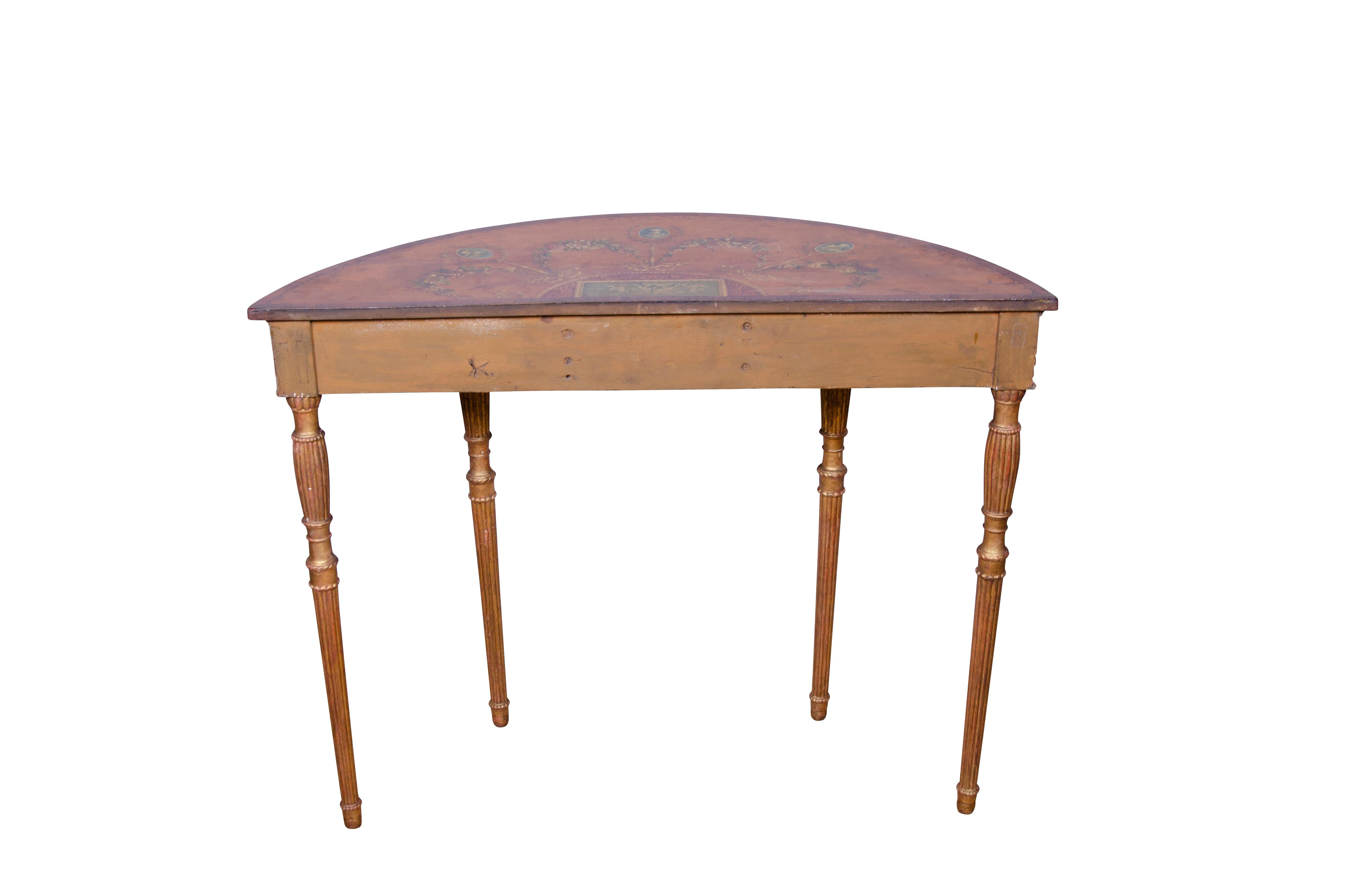 Edwardian Satinwood, Gilded and Painted Console Table For Sale 6