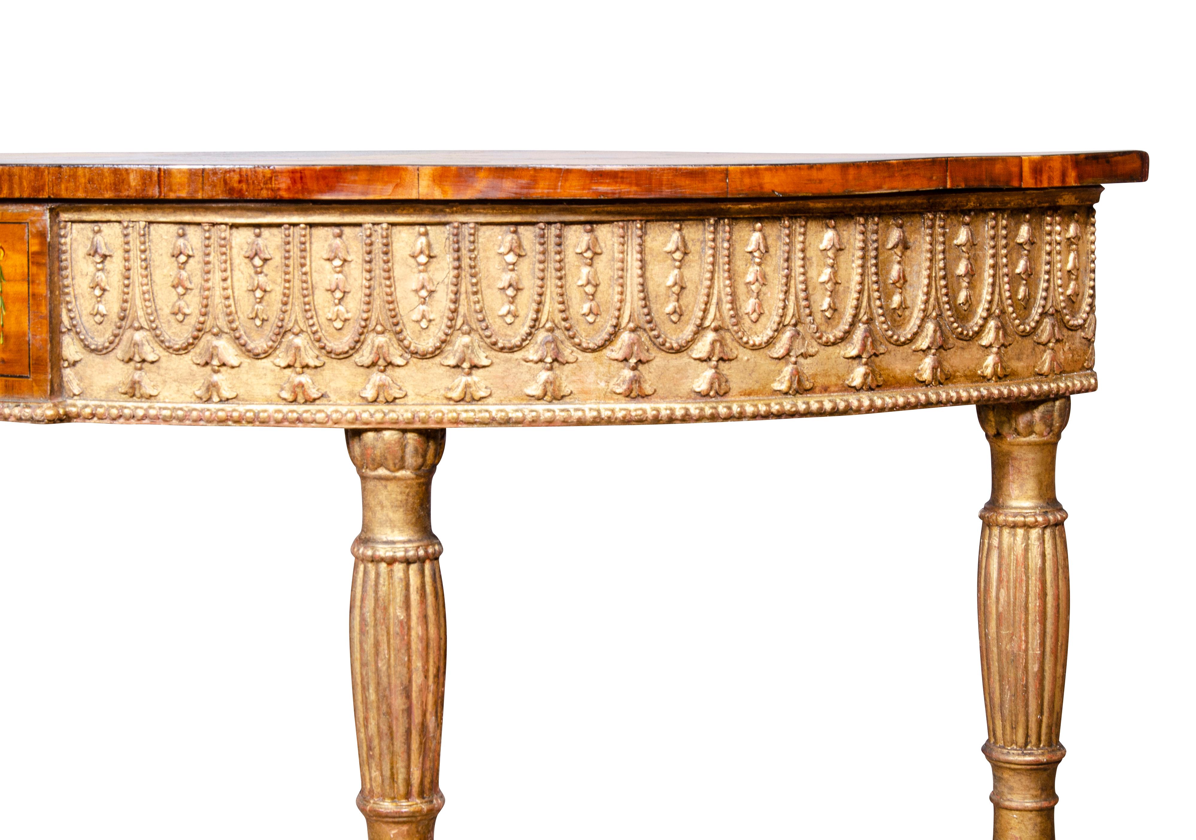 Edwardian Satinwood, Gilded and Painted Console Table For Sale 10