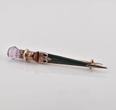 Edwardian Scottish Agate Amethyst Kilt Dirk Brooch