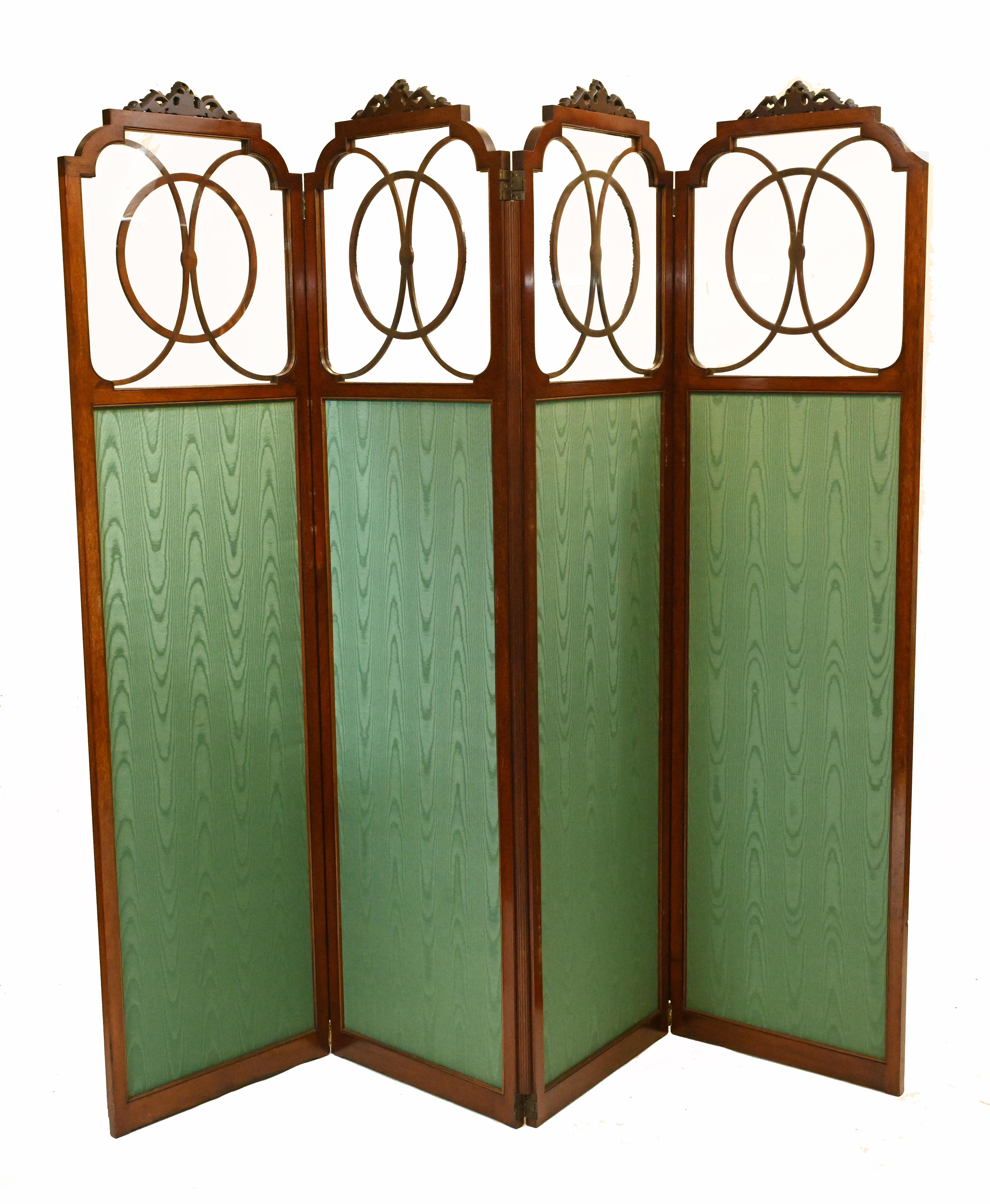 Edwardian Screen Four Panel Room Divider Satinwood 1910 7